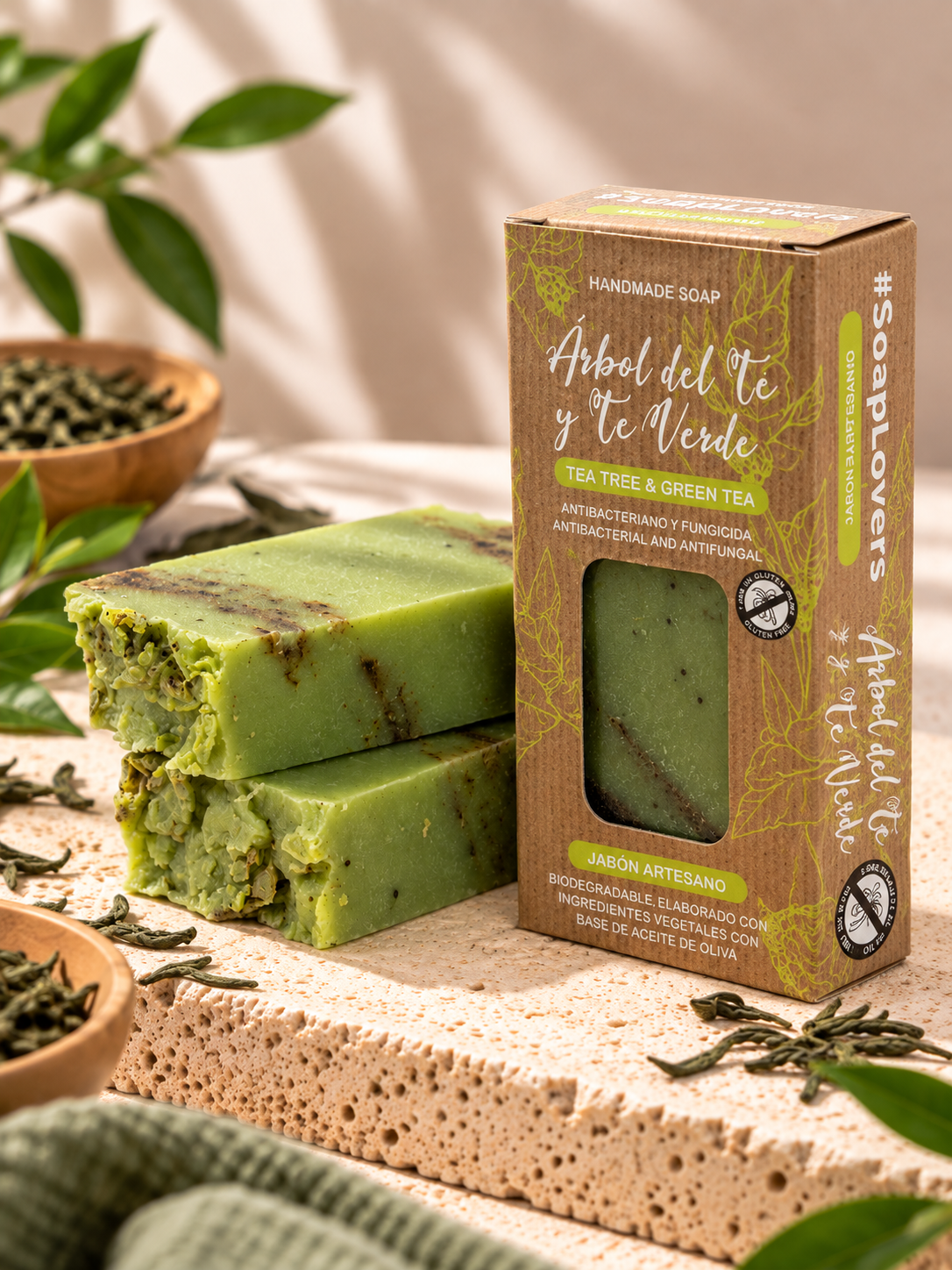 Jabón de Árbol de Té & Té Verde · Emoliente & Antioxidante