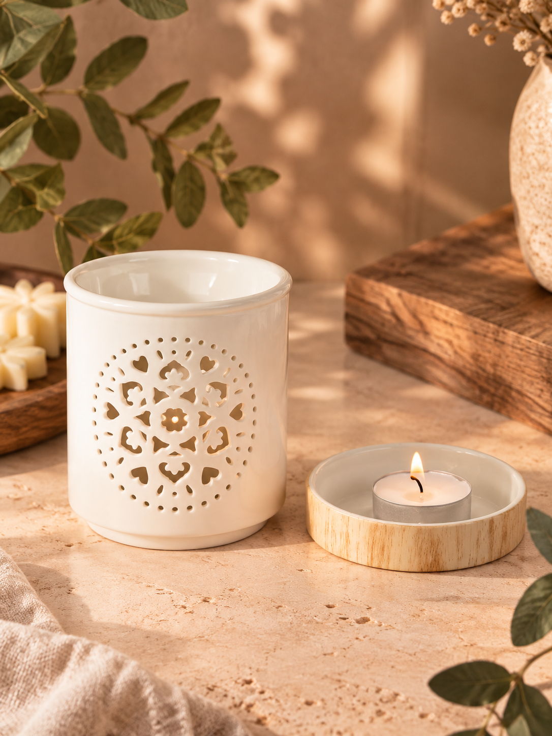 Quemador Cerámica · Mandala · Blanco