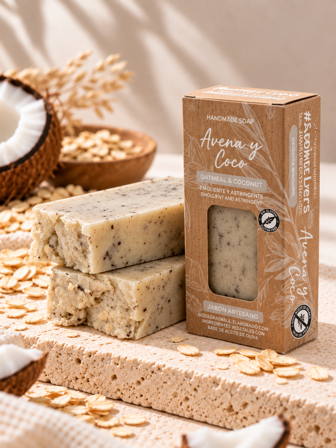 Xabón de avea e coco · Emoliente e astrinxente