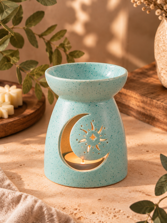 Quemador Cerámica · Luna y Cielo · Azul Pastel