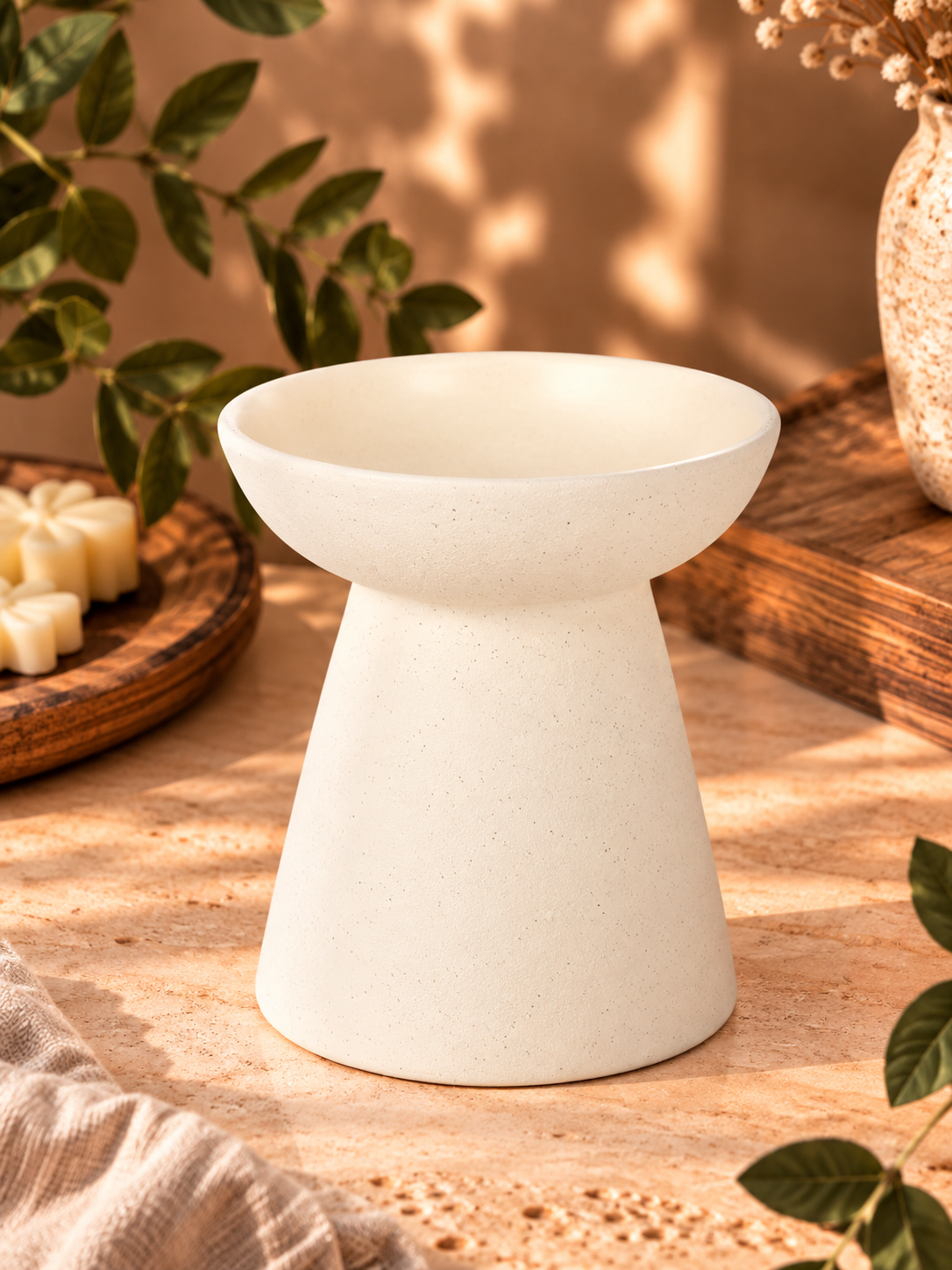 Queimador de cerámica · Pedestal · Branco