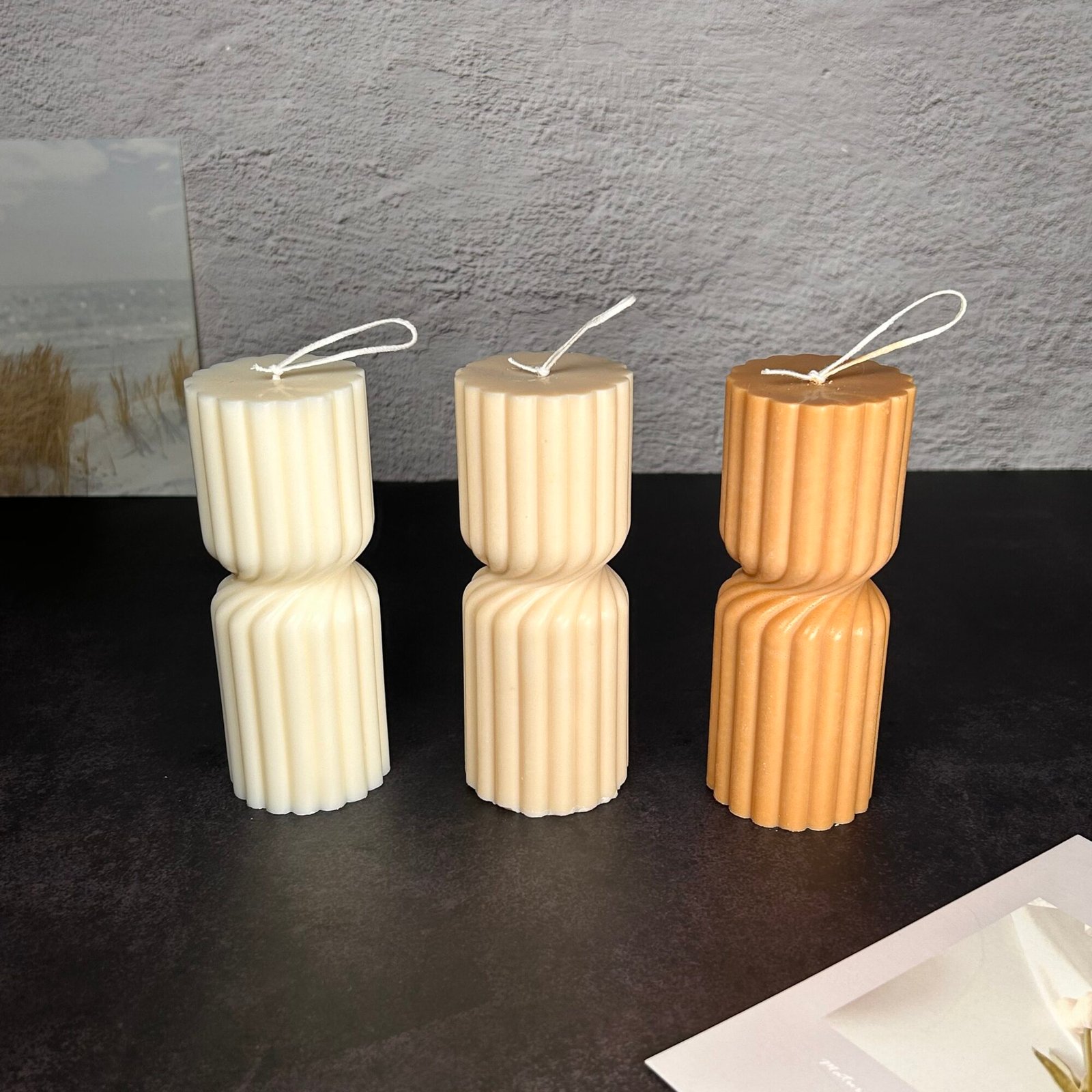 Vela Decorativa Columna - PQ, BEIGE